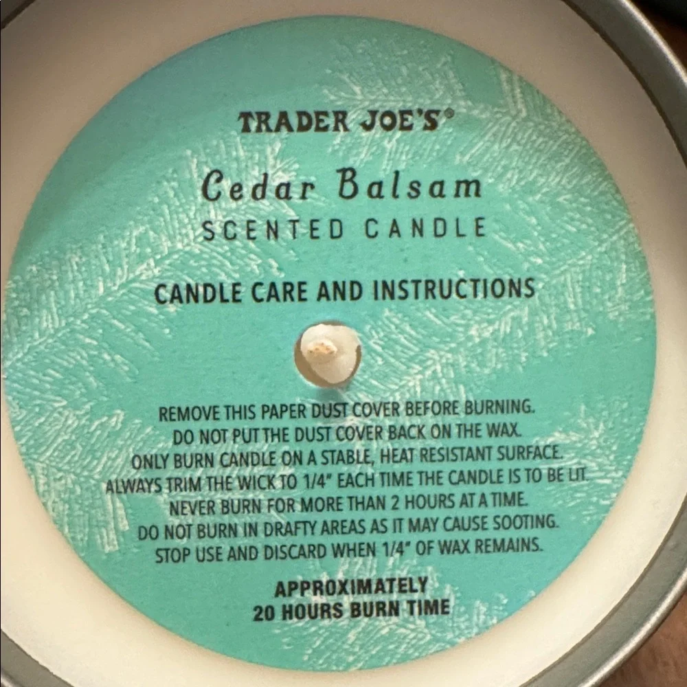 Trader Joe’s Candle, New, Cedar Balsam